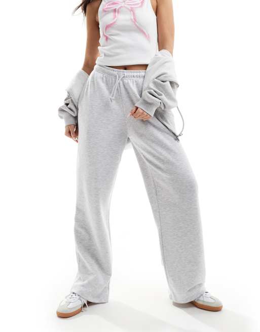 Pull&Bear wide leg trackies in grey marl | ASOS