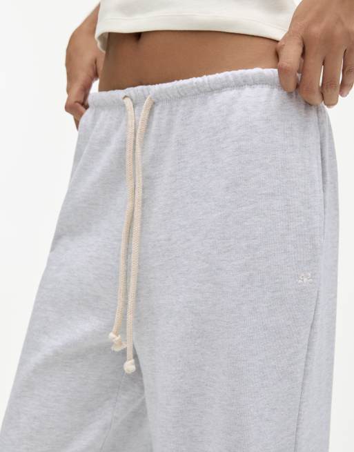 Pull&Bear wide leg tracksuit bottoms in grey