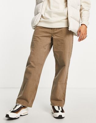Pull&Bear wide leg trousers in brown