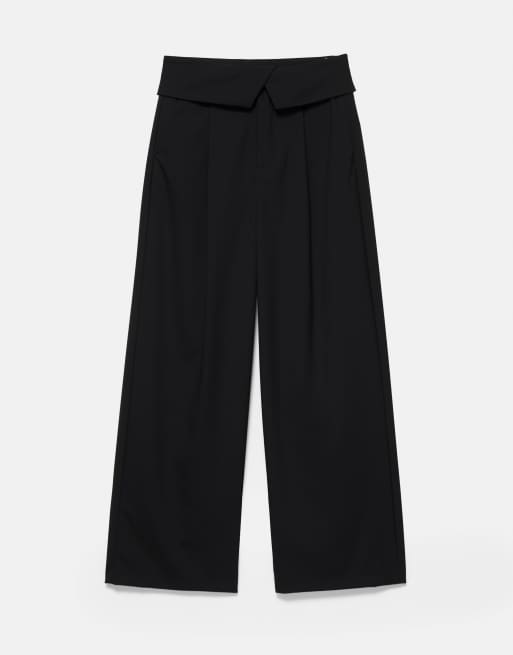 Pull&Bear Wide-leg trousers with a rolled waist in striped, 7 of 7
