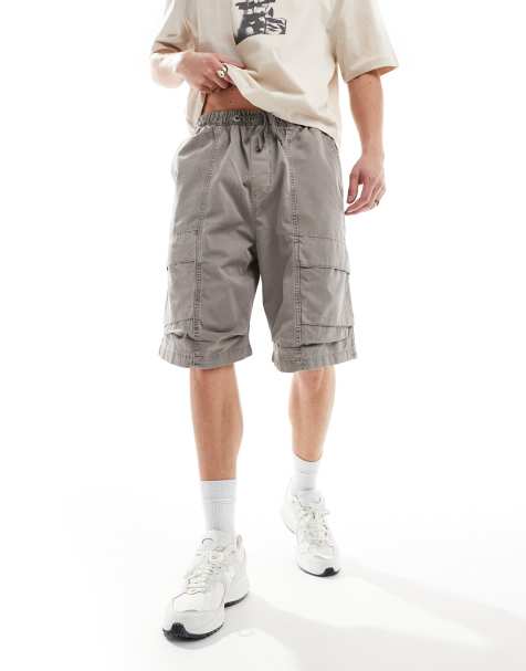 Pull&Bear wide leg washed cargo short in grey - view 1