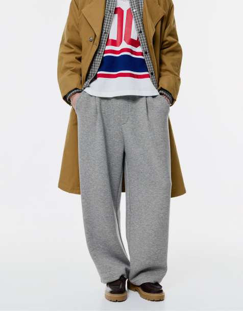 Pull&Bear - Wijde joggingbroek in gemêleerd grijs - view 1