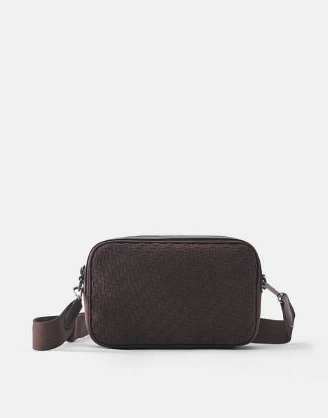 Pull&Bear Woven crossbody bag in brown - view 1