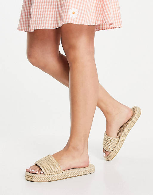 Shoes Flat Shoes/Pull&Bear woven mule in neutral 