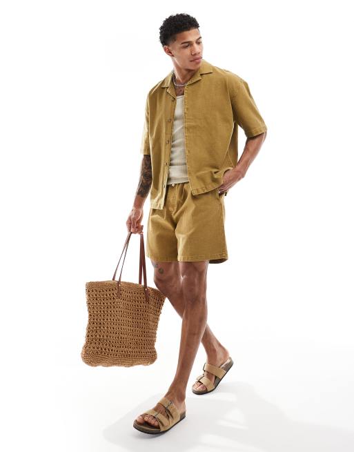 Pull&Bear woven shorts in khaki - part of a set