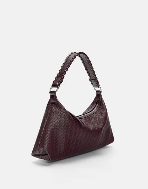 Pull&Bear Woven shoulder bag in burgundy - view 1