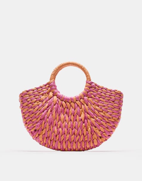 Pull&Bear Woven top handle bag in pink - view 1