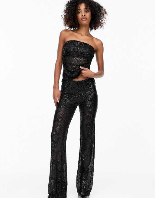 Pull&Bear x Dixie D'Amelio - Pantalon à sequins - Noir