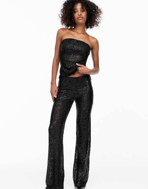 Pull&Bear x Dixie D'Amelio sequin trouser in black - view 1