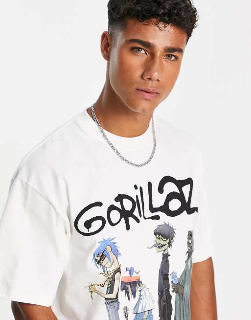 Pull Bear x gorillaz printed t shirt in white