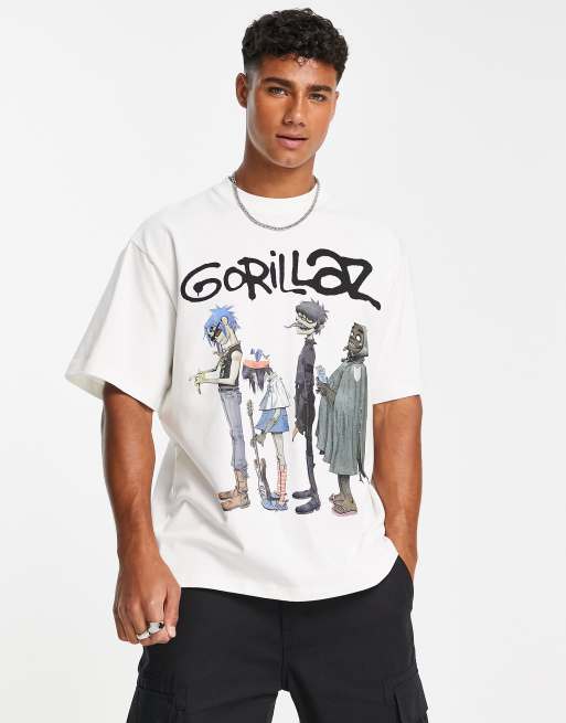 Pull&Bear x gorillaz - T-shirt met print in wit