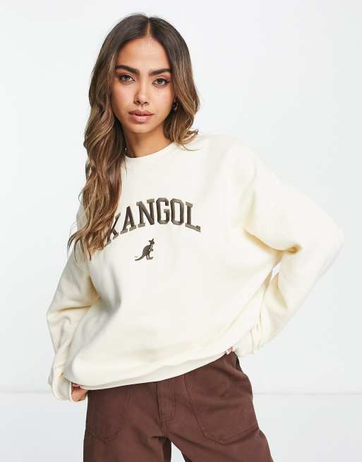 Pull&Bear X Kangol oversized long sweatshirt in ecru ASOS