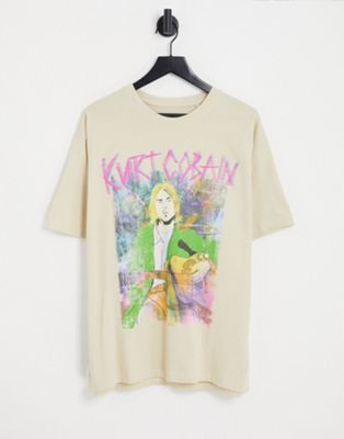 Pull&Bear x Kurt Cobain printed  t-shirt in stone