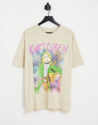 Pull&Bear x Kurt Cobain printed  t-shirt in stone - ASOS Price Checker