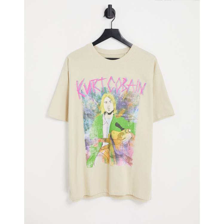 Pull Bear x Kurt Cobain T shirt color pietra con stampa ASOS
