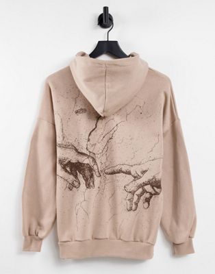 Pull&Bear x Michel Angelo graphic hoodie in camel