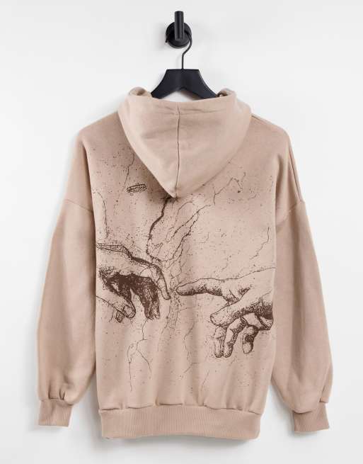 Pull&Bear x Michel Angelo graphic hoodie in camel