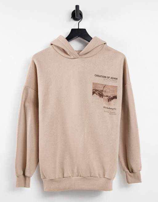 Pull Bear x Michel Angelo graphic hoodie in camel