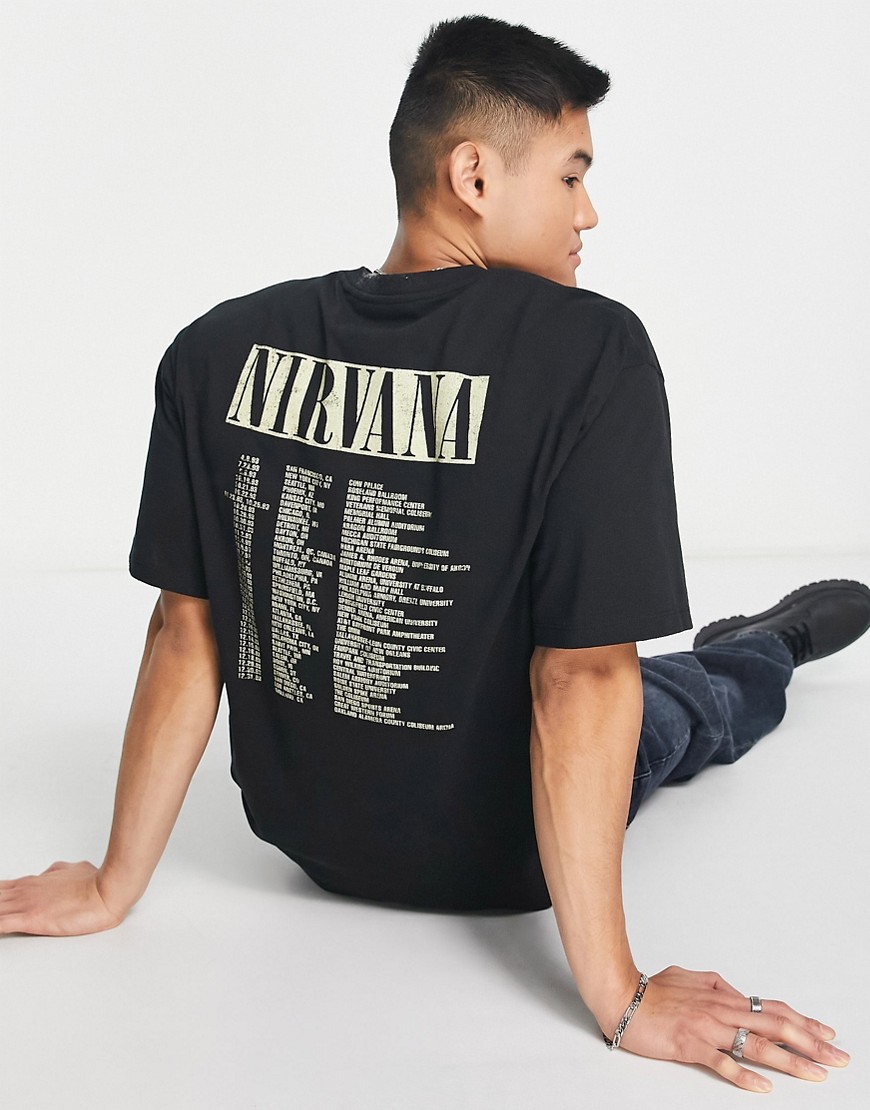 Pull & Bear X Nirvana back print t-shirt in black