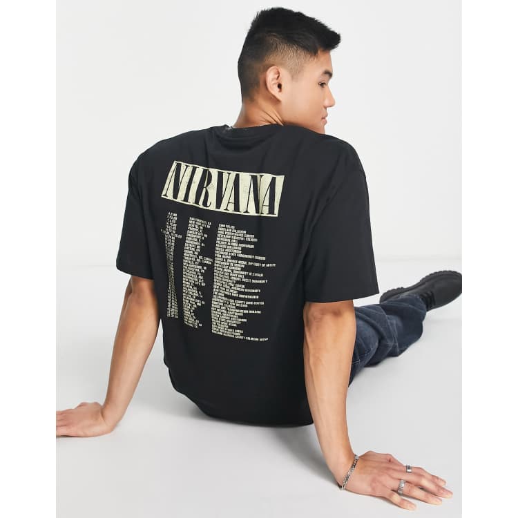 Pull&Bear X Nirvana print t-shirt in black ASOS