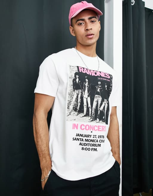 Pull&Bear x Ramones – T-Shirt in Weiß mit Print