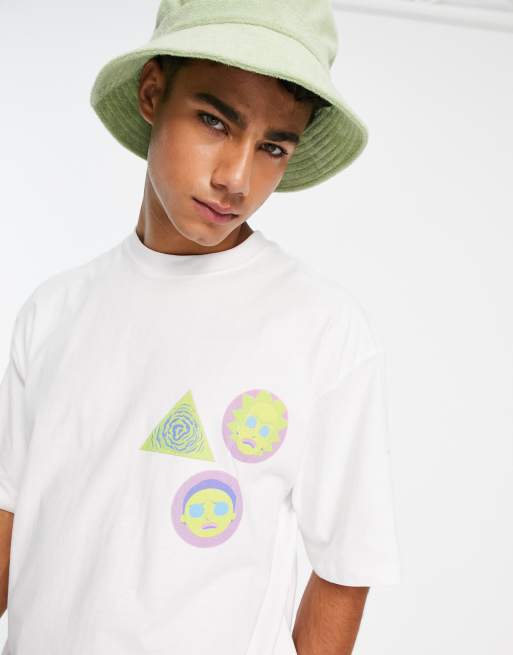 Pull Bear x rick and morty t shirt with back print in white