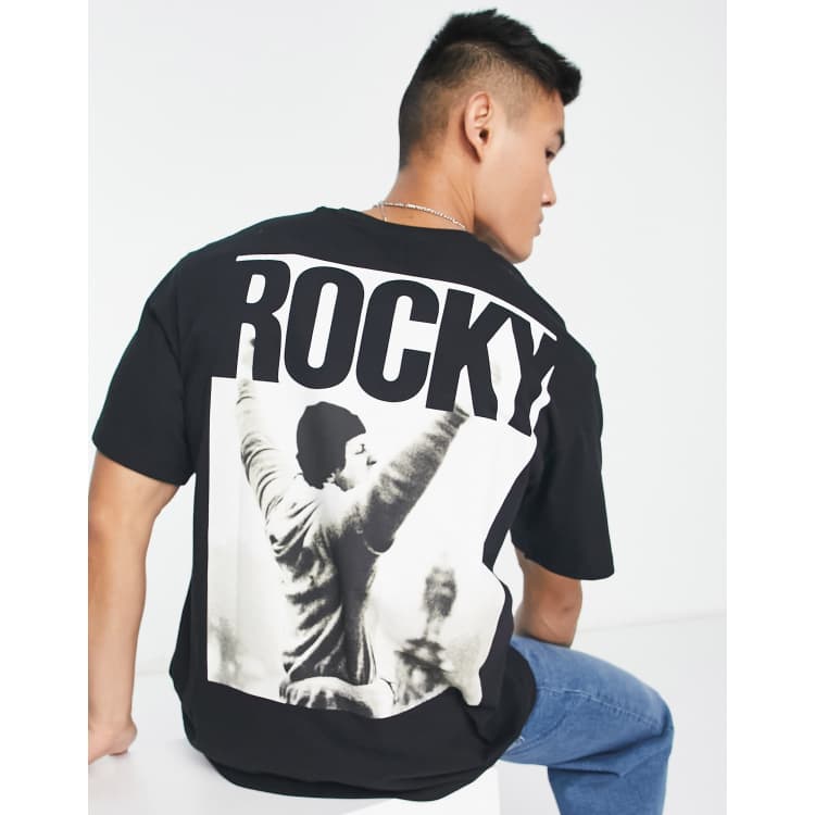 Pull Bear x Rocky back print t shirt in black ASOS