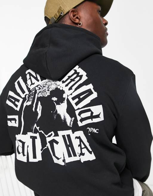 Sudadera negra con estampados variados de Tupac de ASOS DESIGN