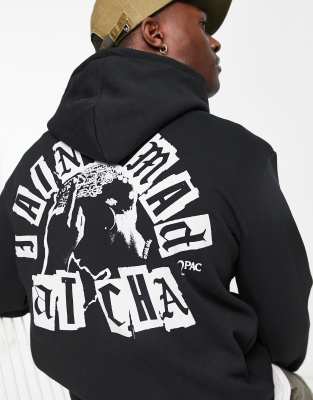 Sweat à capuche Rock 2PAC Noir Sweatshirt à col ras du cou TUPAC