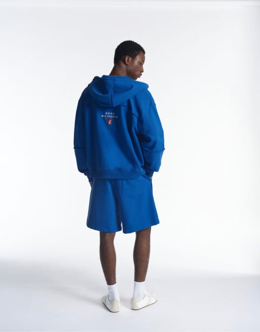 Pull&Bear yacht club sweatshirt med lynlås i dyb blå, 2 af 7
