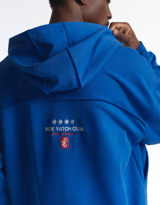 Pull&Bear yacht club sweatshirt med lynlås i dyb blå, 4 af 7