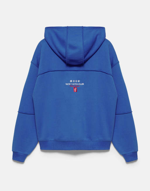 Pull&Bear Yacht club zip-up sweatshirt in deep blue, 7 of 7