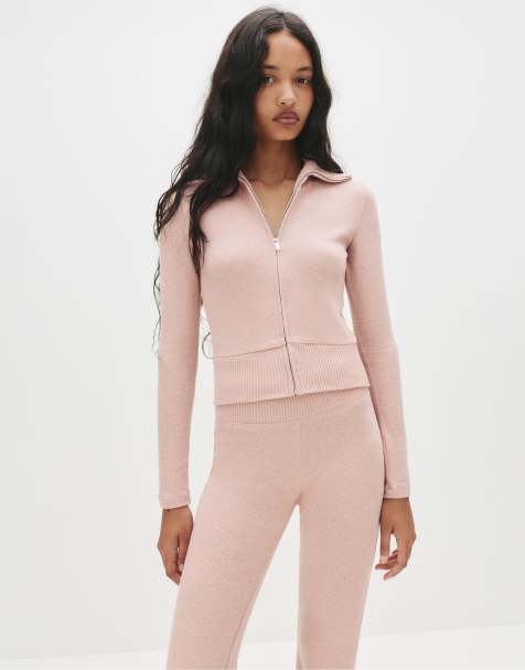 Pull&Bear - Zacht jack met rits in roze - view 1