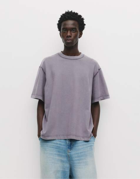 Pull&Bear - Zacht T-shirt met rechte pasvorm in lila - view 1