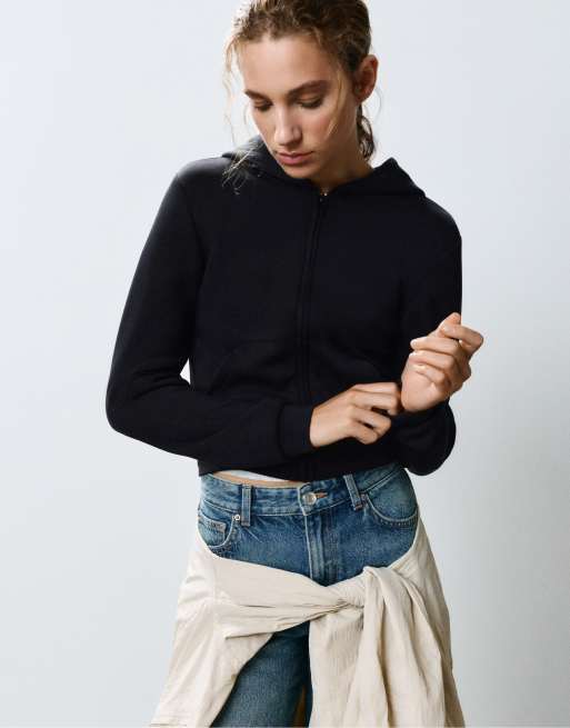 Pull&Bear zachte hoodie met ritssluiting in zwart, 5 van 7