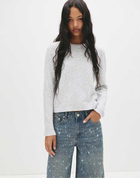 Pull&Bear - Zachte sweater in gemêleerd grijs - view 1