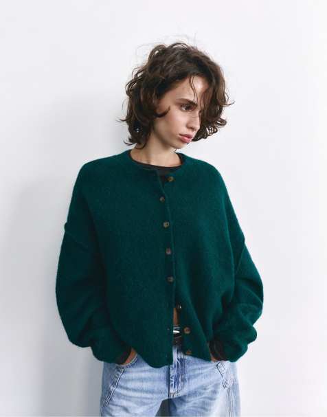 Pull&Bear zachtgebreid vest in flesgroen - view 1