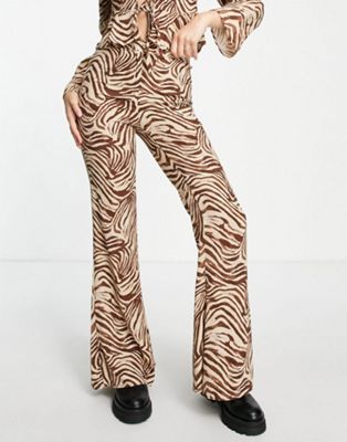 Pull&Bear zebra trousers co-ord in brown