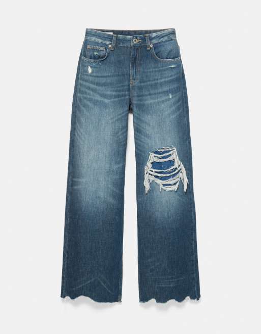 Pull&Bear zerrissene Baggy-Jeans in Dunkelblau, 4 von 7