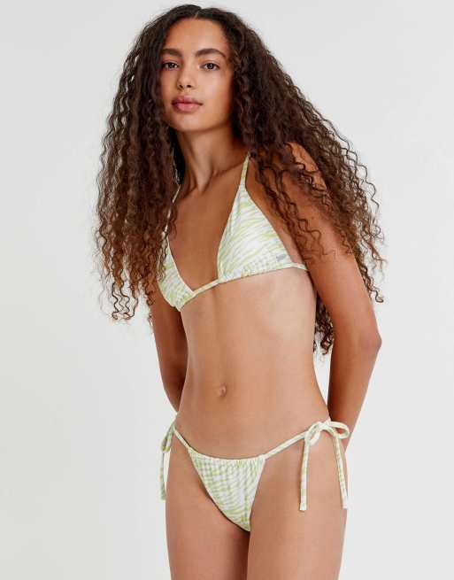 Pull&Bear – Zielona góra od bikini ze wzorem w zebrę