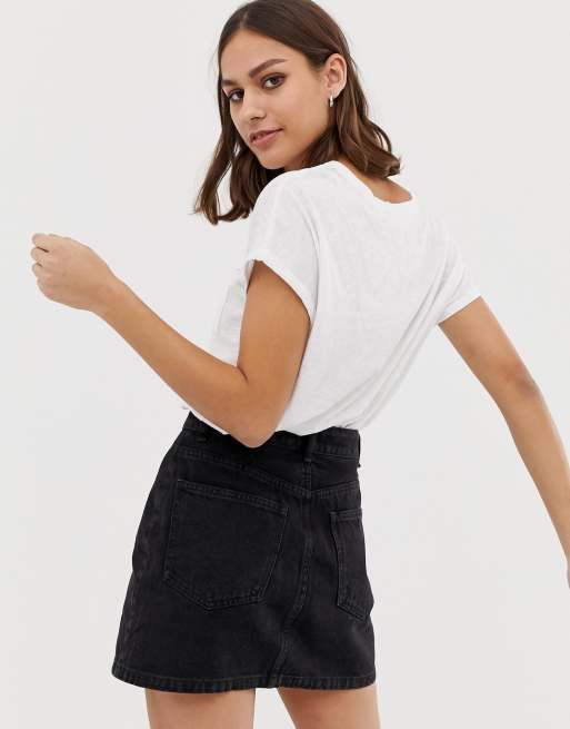 Black denim shop skirt zip