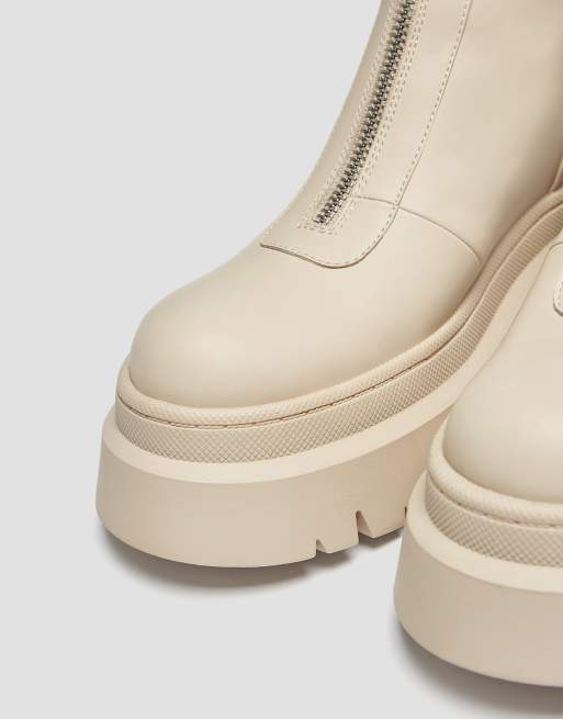 Cream flat sale ankle boots