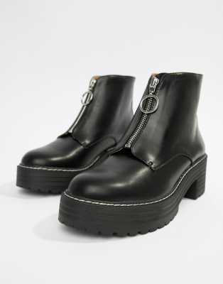 Pull\u0026Bear zip front chunky sole boot | ASOS