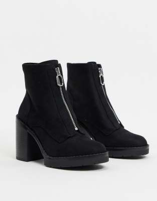black heeled boots suede