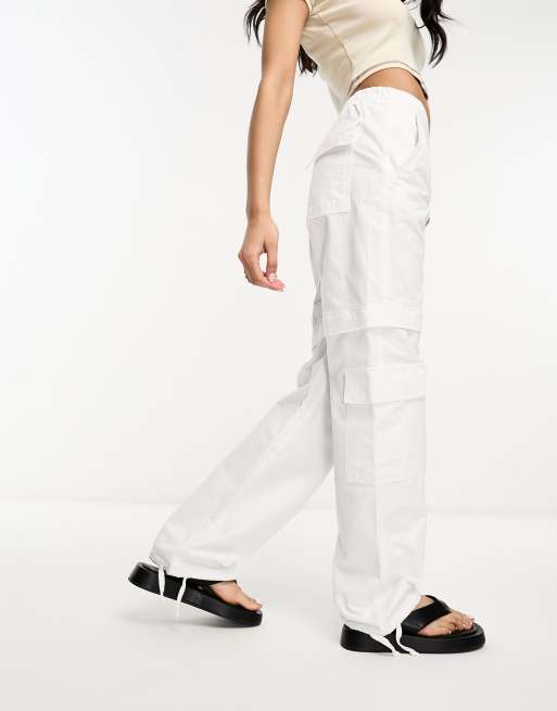 Pull&Bear zip off cargo pants in off white | ASOS