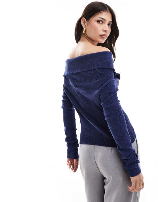 Navy bardot jumper store