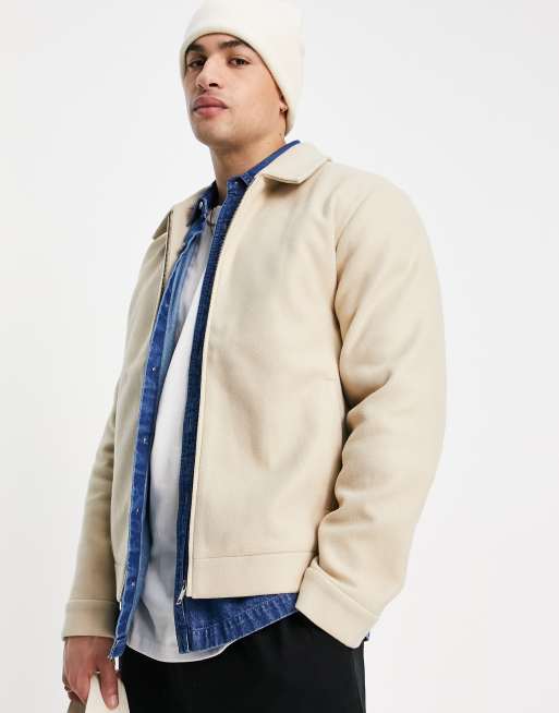 Pull&Bear zip through jacket in beige