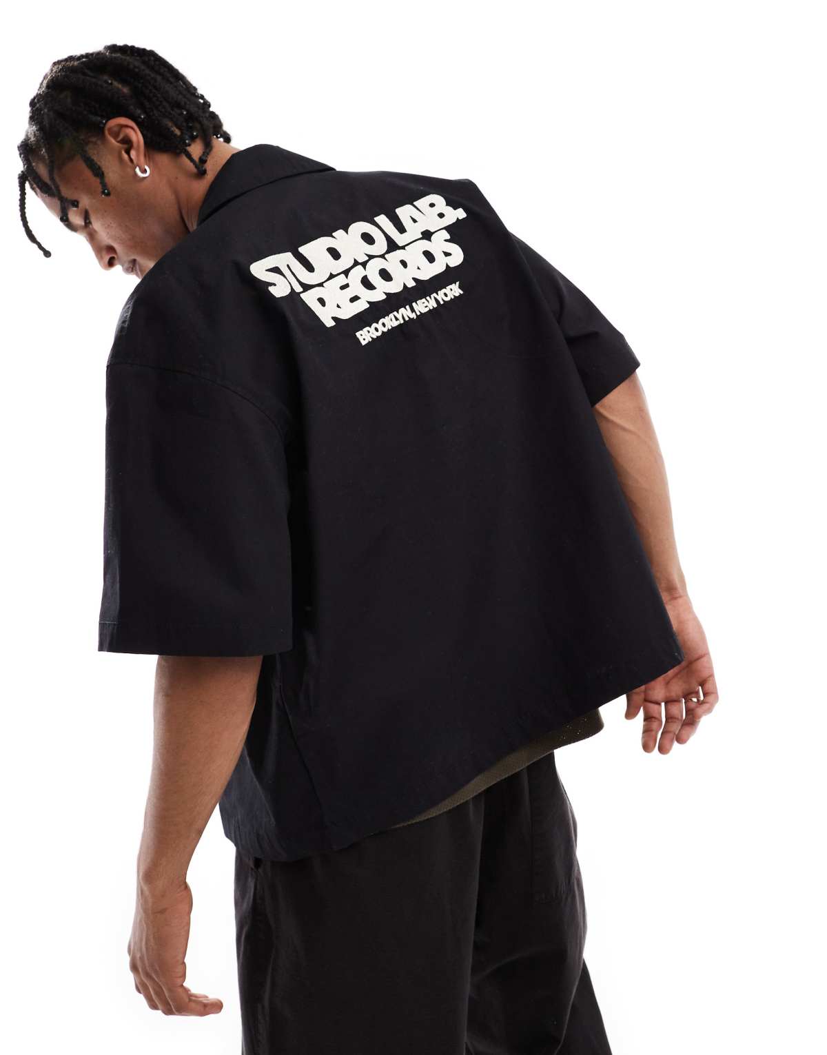 Pull&Bear zip through shirt in black