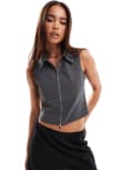 [Pull & Bear] Pull & Bear zip through tailored top in grey XL GREY