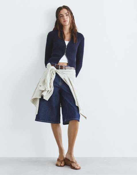 Pull&Bear Zip-up cardigan in navy - view 1